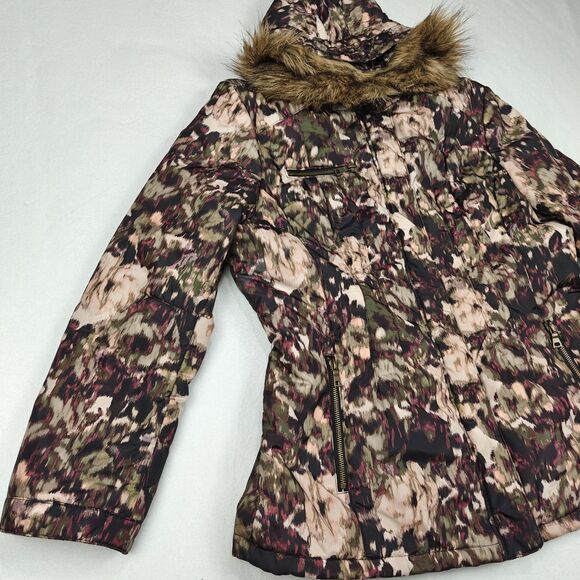 New York & Company Floral Camo Adjustable Waist Puffer Jacket Size L Outdoor - Picture 6 of 13